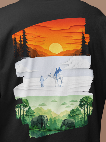 Papercut Art India Flag - Unisex Oversized T-Shirt KayaHustle