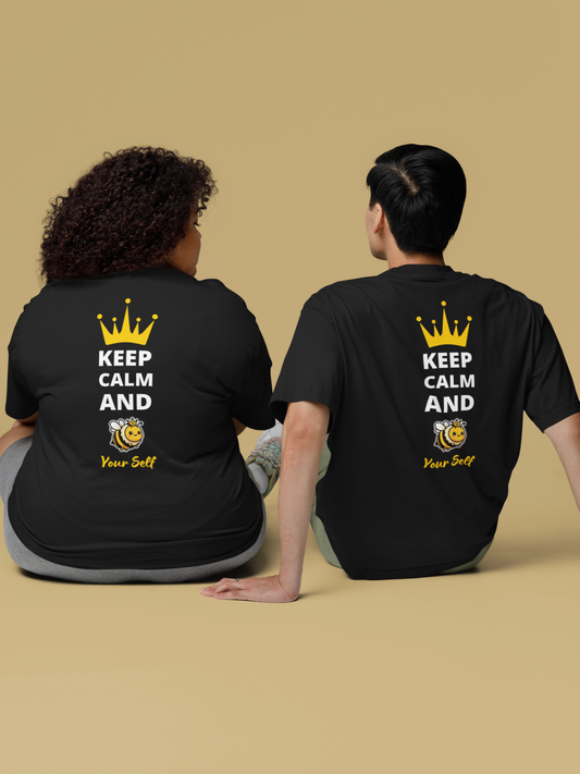 Keep Calm & BEE Yourself (Dark) - Unisex Oversized T-Shirt KayaHustle