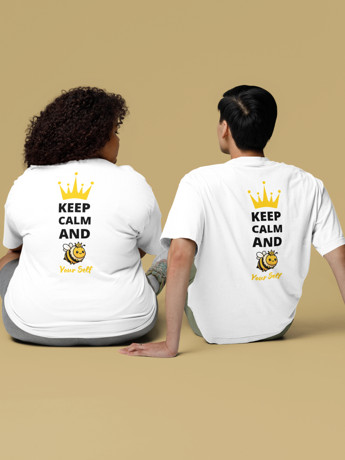 Keep Calm & BEE Youself (White) - Unisex Oversized T-Shirt KayaHustle