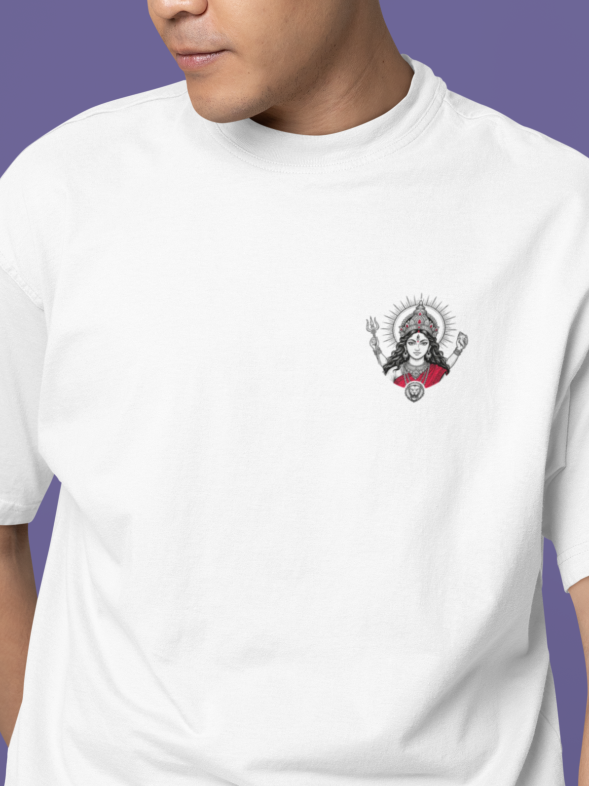 Fierce Durga Demon Slayer Ink Sketch - Unisex Oversized T-Shirt KayaHustle