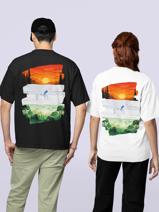 Papercut Art India Flag - Unisex Oversized T-Shirt KayaHustle